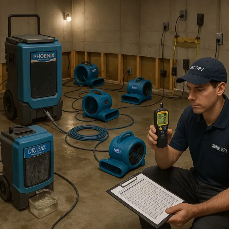 Structural Drying and Dehumidification process in Essex Fells, NJ